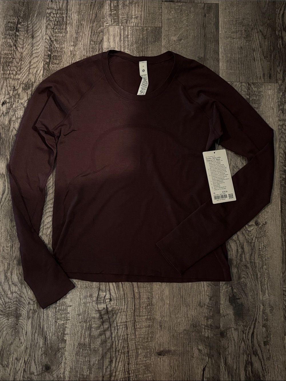 Lululemon Swiftly Tech Long Sleeve - Waist Length - Goodnight Plum - Size 10